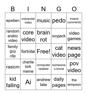 instagram reels bingo Card