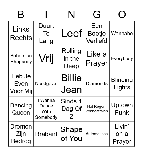 Muziekbingo Card