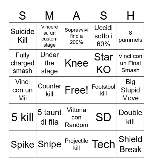 Bingo Smahs Bingo Card