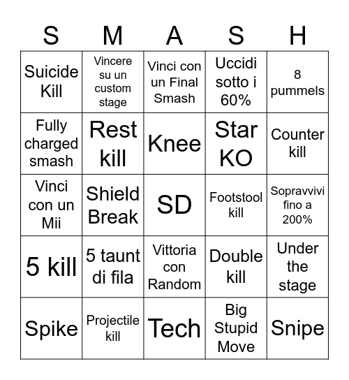 Bingo Smahs Bingo Card