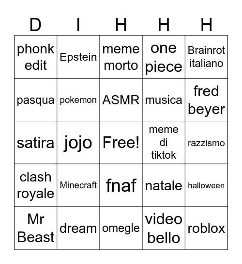 dihhhngo Bingo Card