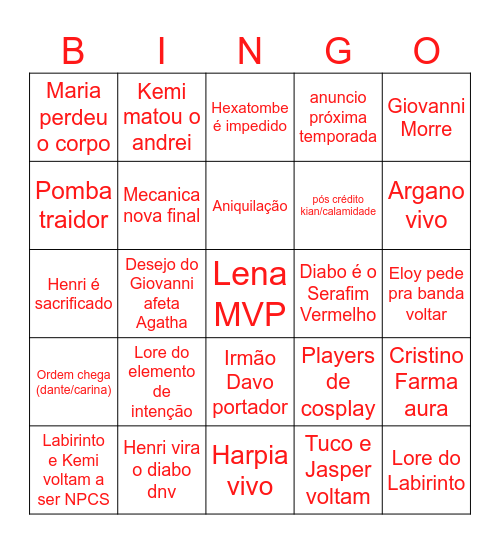 HEXATOMBE FINAL Bingo Card
