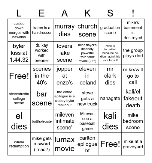 st5 leaks bingo Card