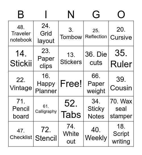 Bingo Card