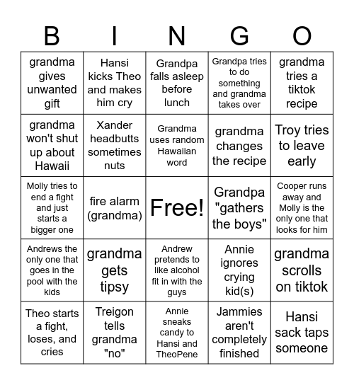 Christmas bingo Card