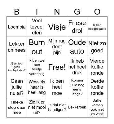 Kerst Bingo Card