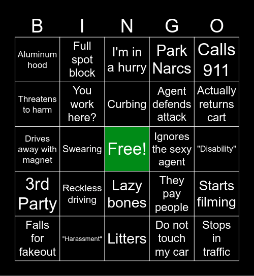 Cart Narcs Bingo Card