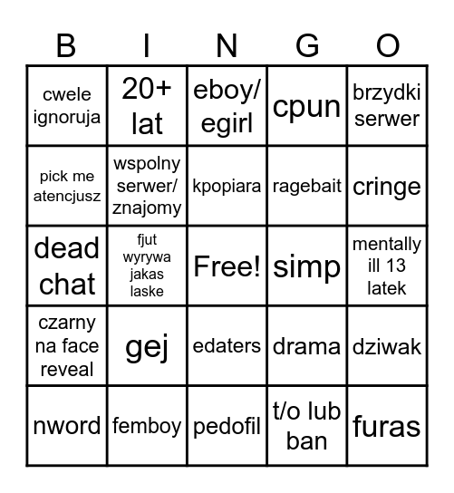 dc serwery bingo Card