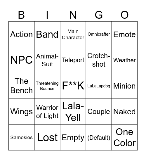 Lomamsa Bingo Card