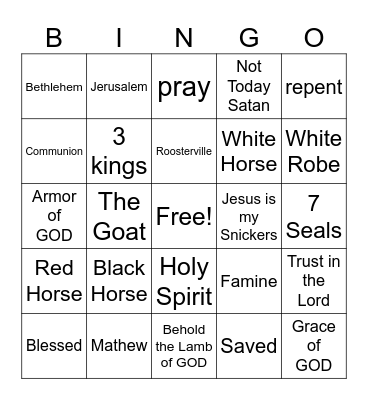 Bible Study 2025 Bingo Card