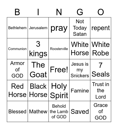 Bible Study 2025 Bingo Card
