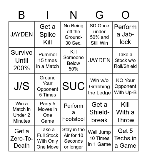 Smash Bingo Card