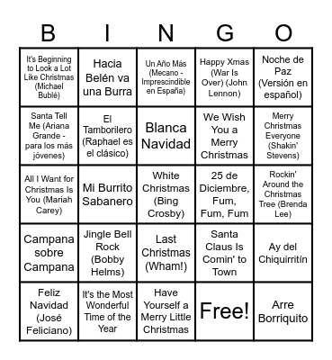 ✨ Bingo Navideño 🎄 Bingo Card