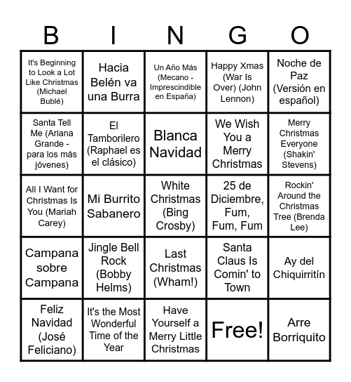 ✨ Bingo Navideño 🎄 Bingo Card