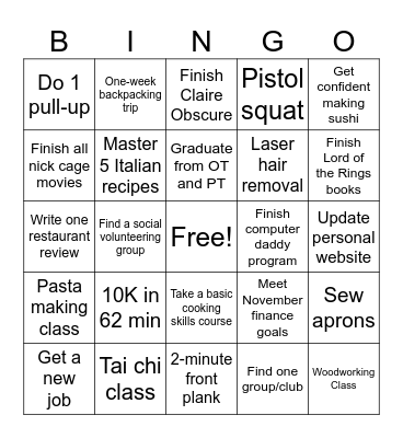 2026 Julia Bingo Card