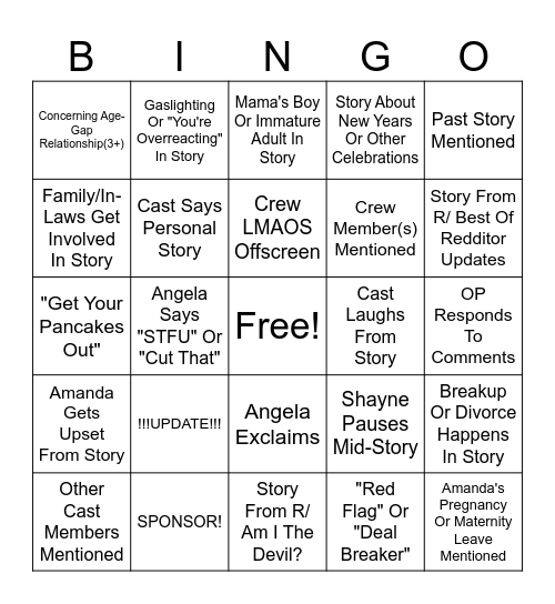 SRRS Bingo Card