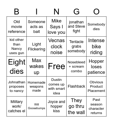 STRANGER THINGS: S5 Bingo Card