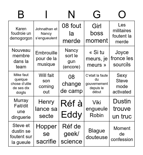 ST ep 5 a 7 part 2 Bingo Card