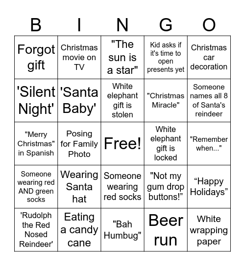 I Spy Christmas Bingo Card