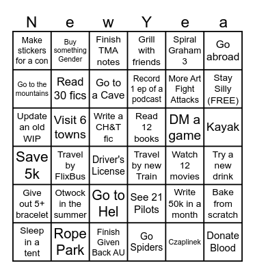 2026 Goals Bingo Card