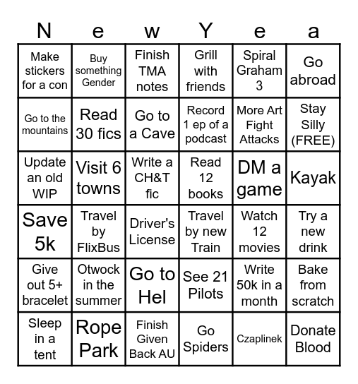 2026 Goals Bingo Card