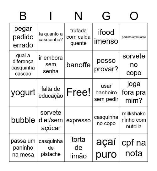 chiquinho Bingo Card