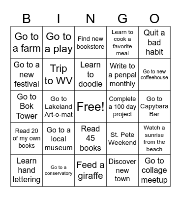 2026 Bingo Card Bingo Card