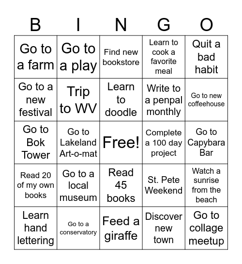 2026 Bingo Card Bingo Card