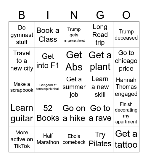 2026 Bingo Card