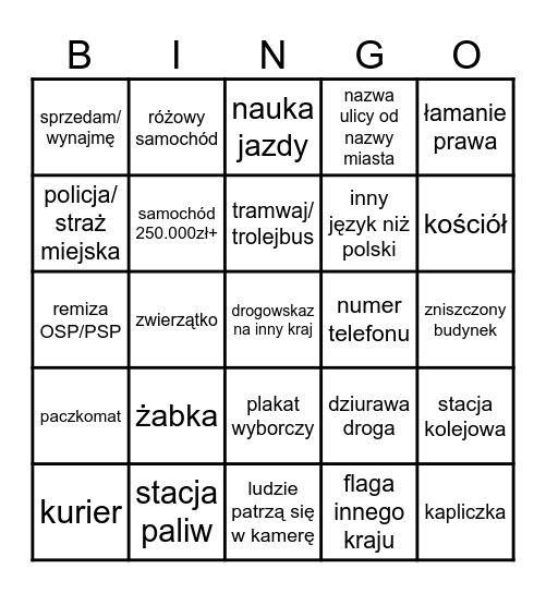 Geoguessr - Polska Bingo Card