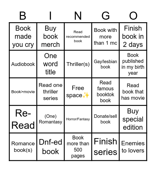 Bookish bingo Card