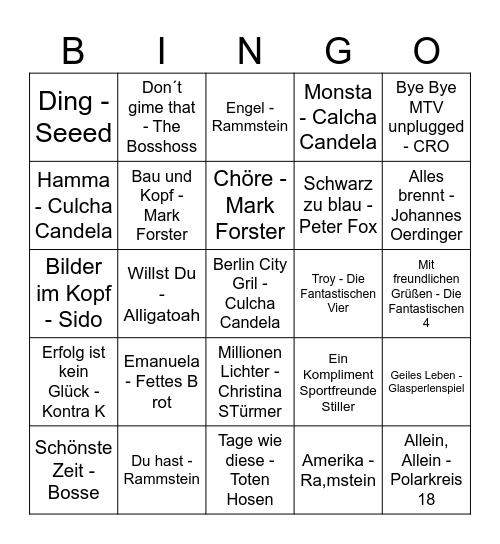 Svenja Bingo 2 Bingo Card