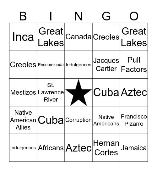 Age of Exploration Bingo Card