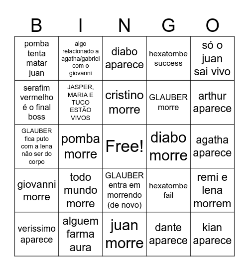 hexatombe bingo Card