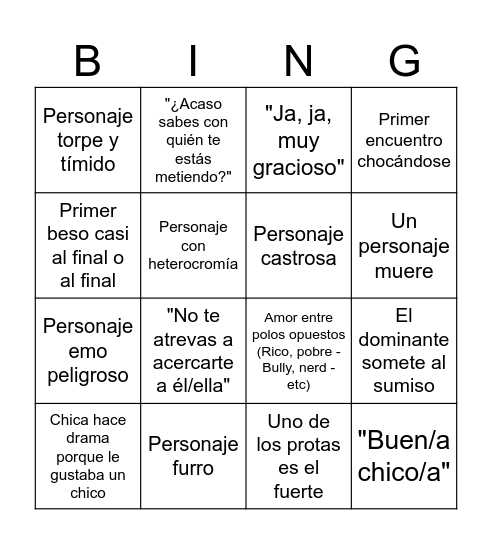 Bingo de clichés Bingo Card