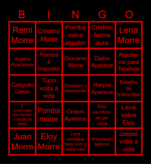 Hexatombe Bingo Card
