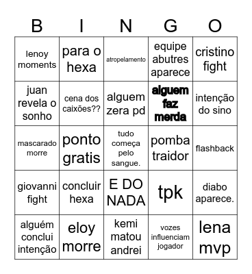 sem tempo irmão Bingo Card