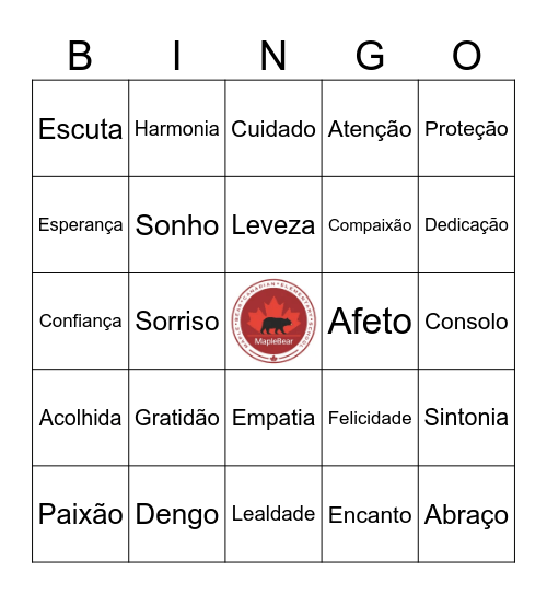 Palavras de Amor Bingo Card