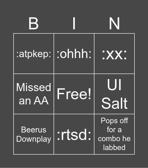 Autumn DBFZ Mid-Game Type Bingo Card