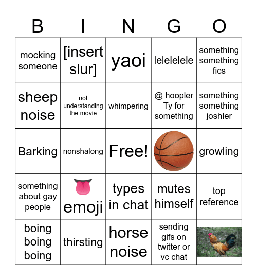 Ghost Bingo Card