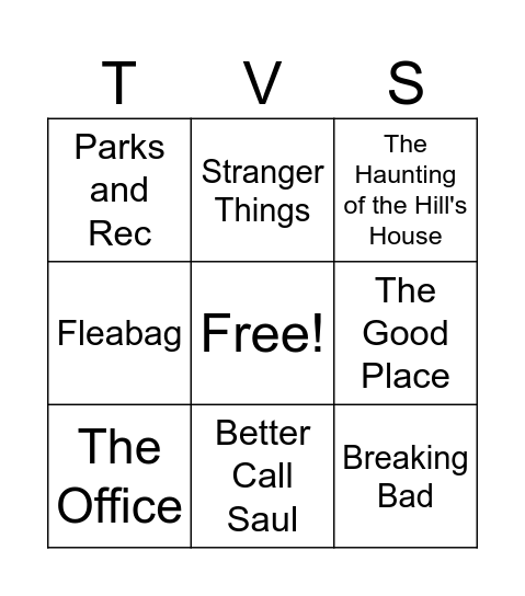 TVS Bingo Card
