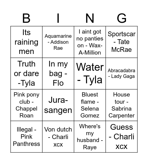 MUSIK Bingo Card