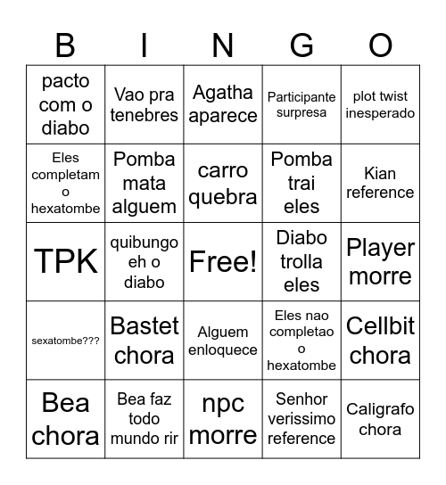 hexatombe Bingo Card