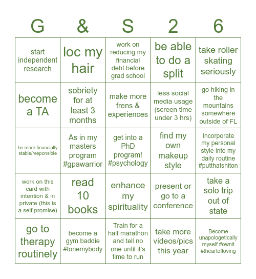 grown & sexy Bingo Card