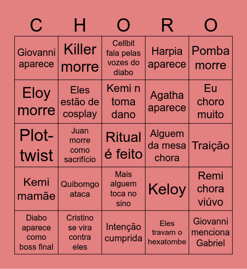 Suicíatombe Bingo Card