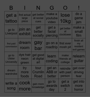 2026 resolutions Bingo Card