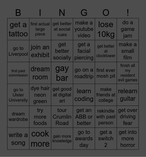 2026 resolutions Bingo Card