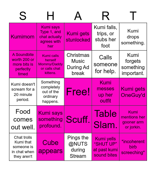 Nutter Bingo! Bingo Card