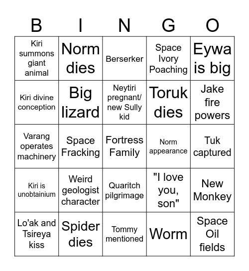 Fire and Ash Bingo Card