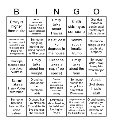 Fam Xmas Bingo Card